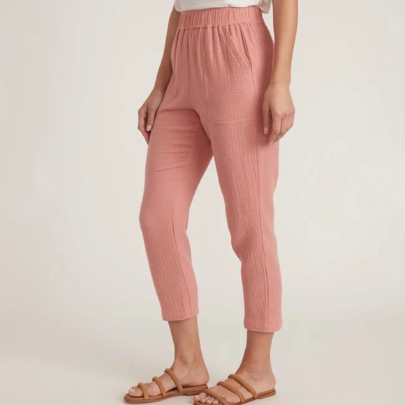 Marine Layer Pants Paula Easy Tapered Gauzy Cotton Pant in Rosette Pink Sz M NWT - Picture 3 of 16